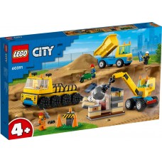 LEGO City Statybiniai sunkvežimiai ir kranas su griaunamuoju rutuliu 60391